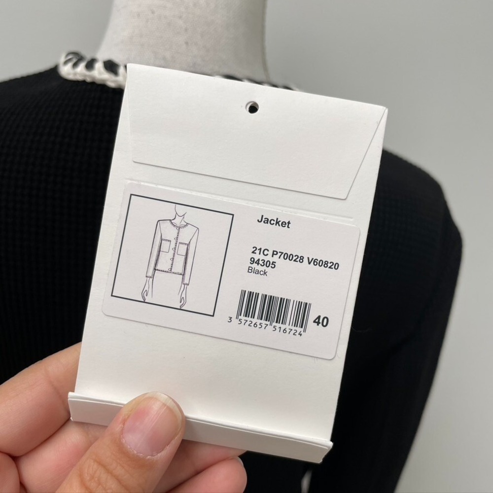 Chanel Waffle Knit Jacket Womens 40 8 Black Button Old Money Luxury Designer - Picture 9 of 16